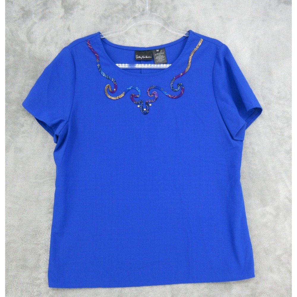 Vintage Anthony Mark Hankins Top Womens Size M Beaded Western Southwestern Blue